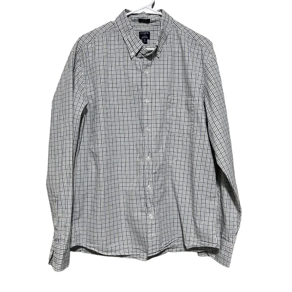 J crew Mens Slim Untucked Flex Washed Plaid Long Sleeve Collard Shirt Size‎ XL